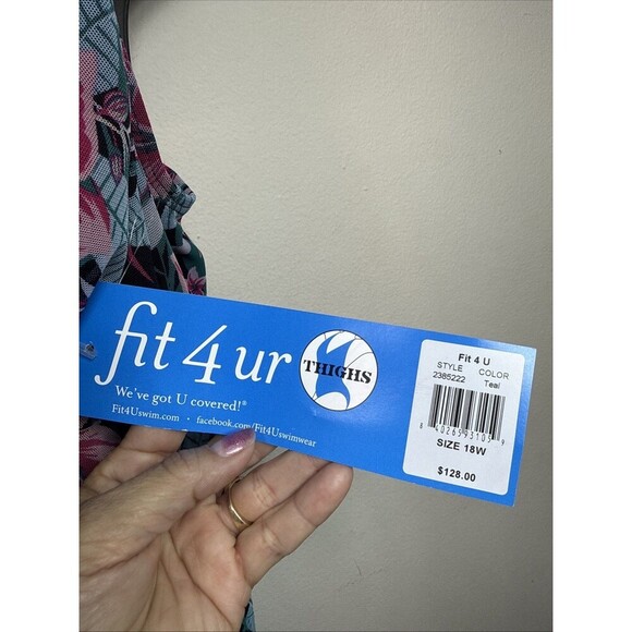 (L1) Fit 4 U Swimwear Mesh Flyaway Floral over Black 1-piece Sizes 22W,18w - Picture 3 of 11